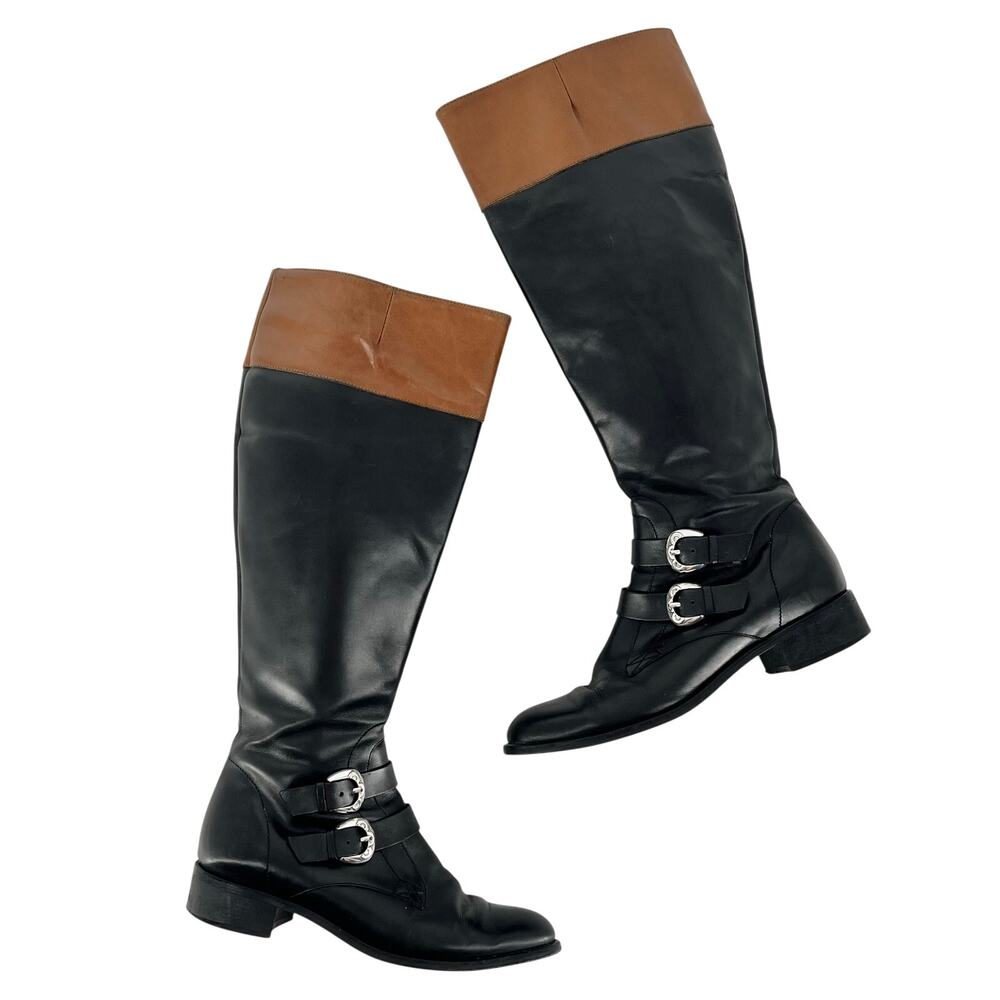 Brighton Hunter Boots 7.5 Black & Brown Leather